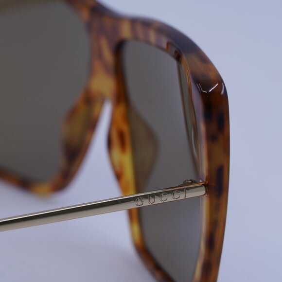 Gucci GG0434S 003 Sunglasses Havana/Gold Square Frame, Brown Lenses - Picture 4 of 10